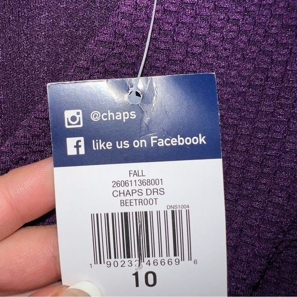 NEW Chaps Women's Textured Fit & Flare Dress Beetroot Size 10 - Picture 6 of 11